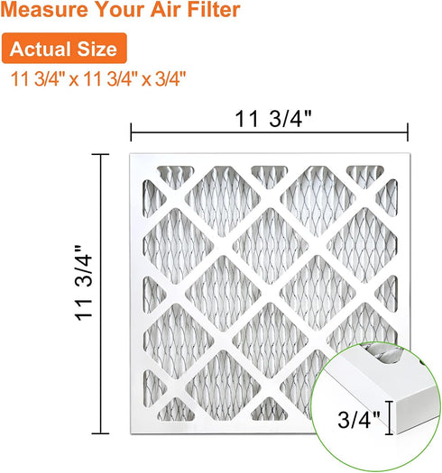 12x12x1 AC Furnace Air Filters, MERV 8 Dust Defense, JASENG MPR 600 Pleated HVAC Air Filter Replacement 2-Pack (exact dimensions: 11 3/4"x11 3/4"x...