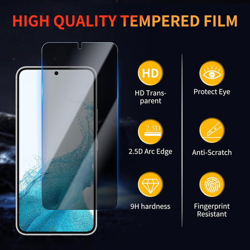 Privacy Screen Protector for Samsung Galaxy S22 Plus/S23 Plus 6.6 Inch 2 Pack, Tempered Glass Film Anti-Spy Scratch Resistant 9H Hardness Case Fri...