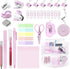 Mini Office Supply Kit, Pink Mini Stapler with Staples and Tape Dispenser Set, Mini Stationary Kit includes Sticky Notes Index Tabs Highlighters G...