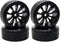 1/10 RC Drift Wheels 12mm Plastic RC Drift Tires & Black 10 Spokes Wheel Rims Pack of 4...