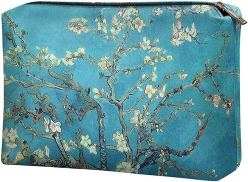 Plum Blossom Makeup Bag Vintage Cosmetic Bags for Women Pu Leather Makeup Brush Holder Zippered Travel Toiletry Bag Sunscreen Bags for Beach Water...