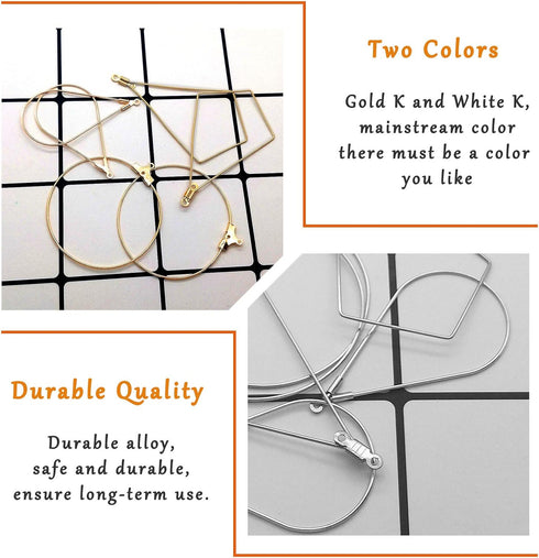 120Pcs Beading Hoop Earrings for Jewelry Making,Round Beading Earrings Hoop Bulk Jewelry Making Beading Supplies Teardrop Rhombus Geometric Earrin...