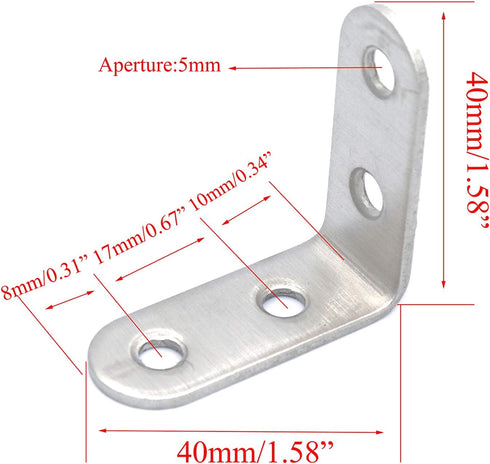 20pcs Thick Stainless Steel Corner Code 90 Degree Right Angle Reinforcement Angle Iron Triangle 40mm x40mm x16mm L Bracket Bracket...