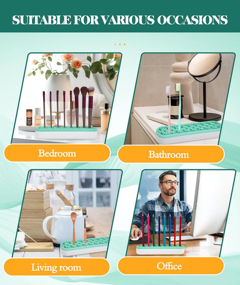 Silicone Makeup Brush Holder, Desktop Cosmetic Storage Box Organizer for Brush, Eyeliners, Cosmetic Tools, Pen, Pencil, Art Supplies, Painting Bru...