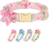 Beirui Cute Girl Dog Collars for Female Dogs, Floral Dog Collar with Spring Flower Patterns, Soft Pink Pet Collars for Small Medium Large Dogs(Pin...
