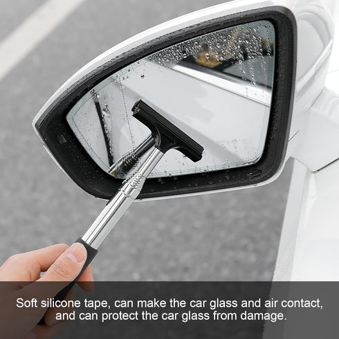 Car Rearview Mirror Wiper Retractable Wiper Long Handle Car Cleaning Tool Car Side Mirror Scraper, Car Accessories-Black...
