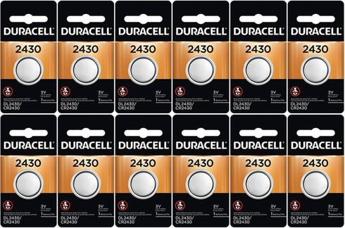12-Pack Duracell 2430 Batteries 3.0 Volt Lithium Coin Button...
