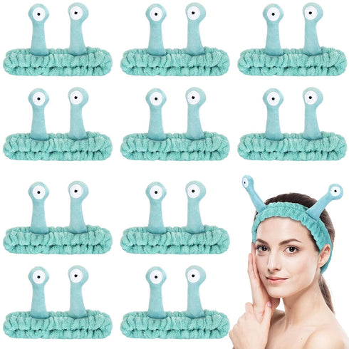 Snail Cartoon Hairband, 10pcs Coral Fleece Face Wash Headband for Skincare, Makeup, Shower & Facial, One Size, Women...