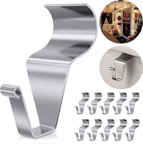 Vinyl Siding Hooks Hanger 10 Pack, Heavy Duty Siding Clips for Hanging on Patio, No-Hole Needed Stainless Steel Siding Hook to Decor Wreath Things...