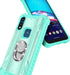 Moto E 2020 Case with Screen Protector (Tempered Glass Full Coverage), Aluminum Magnetic Metal Built-in Diamond Ring Holder Stand, Full-Body Prote...