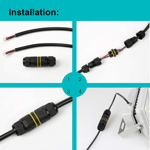 3 Pole Wire Connector Waterproof IP68 External Electrical Junction Box,M20 for Ø5-12mm Wire Range(AC 450V, 24A),2 Way 3Pin,Use for Outdoor Billboa...