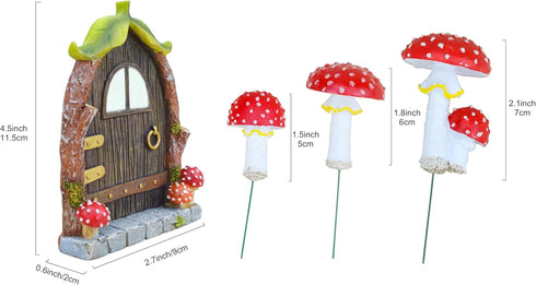 Fairy Door and Mushrooms for Trees, Glow in The Dark Gnome Home Door, Garden Tree Decor Kit with Adorable Mushrooms (Fairy Door with Mushrooms)...