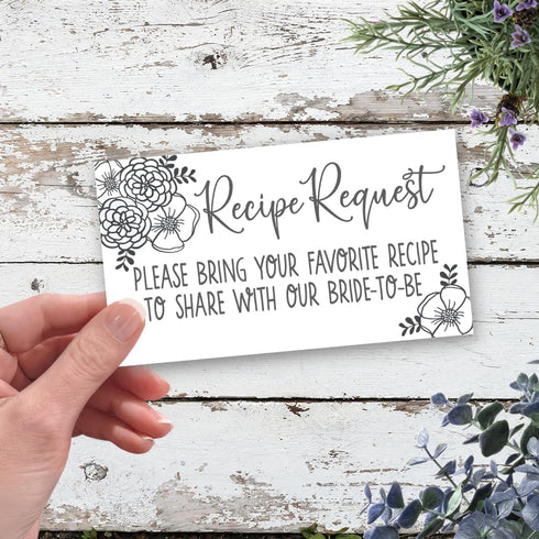 m&h invites 50 Modern Floral Bridal Shower Recipe Request Cards - Invitation Inserts...
