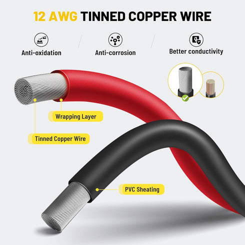 Oyviny 8PCS 12AWG SAE Connector Cable 1 Feet 2 Pin SAE Single Plug Quick Connector Disconnect Power Extension Cable Solar Panel Battery Wire 33CM ...
