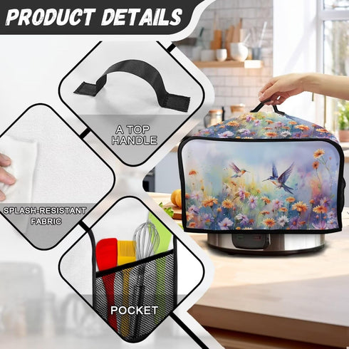 Two Hummingbirds Slow Cooker Cover 6-8 Qt Flower Bush Slow Cooker Bag Crock Pot Cover Keep Appliance Clean Kitchen Tool Kitchen Small Appliance Du...