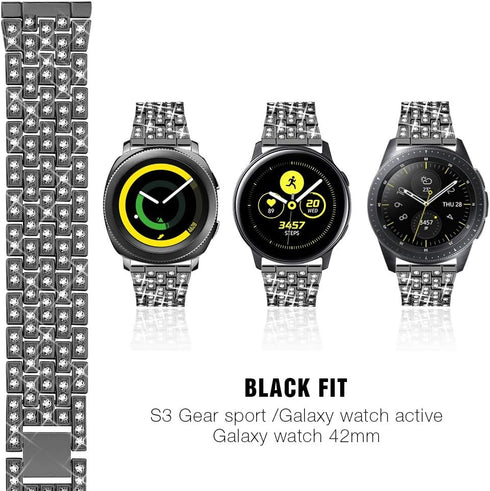 Dsytom Compatible with Samsung Galaxy Watch 42mm Band Women+ Bezel, 20mm Jewelry Watchband & Bezel Ring Cover Diamond Strap Bracelet for Galaxy Wa...