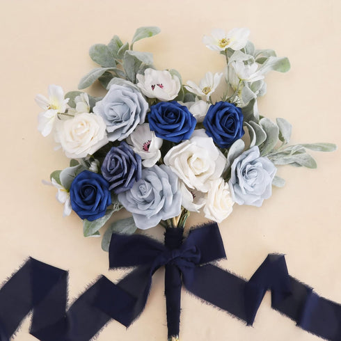 DORIS HOME 3 Rolls 2"x7Yd Fringe Chiffon Ribbon for Flower Bouquet, Handmade Dark Navy Blue Ribbon for Gift Wrapping, Frayed Edge Ribbon for Craft...