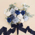 DORIS HOME 3 Rolls 2"x7Yd Fringe Chiffon Ribbon for Flower Bouquet, Handmade Dark Navy Blue Ribbon for Gift Wrapping, Frayed Edge Ribbon for Craft...