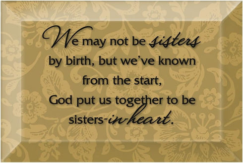 DEXSA Sisters In Heart Beveled Glass Plaque with Easel | Made in the USA...