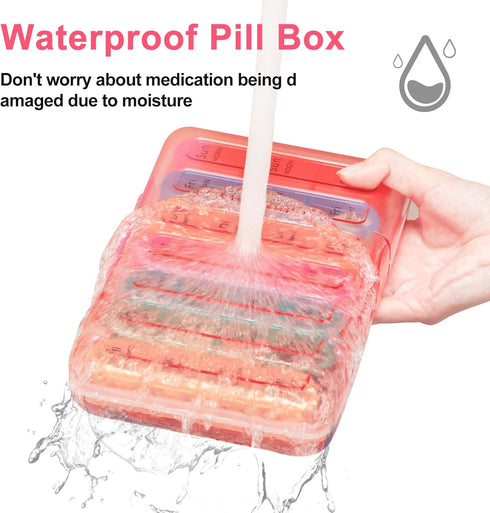 Odaro Pill Organizer 3 Times a Day - Portable Weekly Medicine Box, Waterproof Weekly Medicine Box for Fish Oils, Vitamin, Supplements (Pink)......