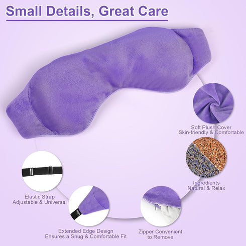 Weighted Eye Mask for Sleeping, Soft Heated Eye Mask, Moist Heat Warm Compress for Eyes, Natural Lavender & Flaxseeds Microwave Reusable Sleep Mas...