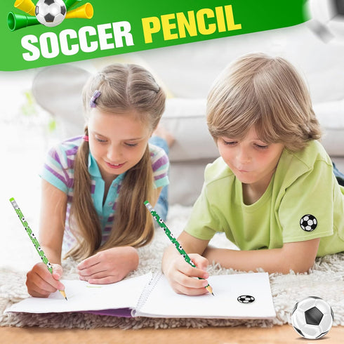 36 Pieces Soccer Pencils Soccer Party Favors Unsharpened Soccer Printed Wooden Pencils with Eraser Sports Themed Fun Drawing Pencils for Soccer Bi...