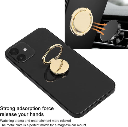 Phone Ring Holder, Mobile Phone Finger Ring Grip 360 Adjustable Metal Phone Holder Magnetic Car Mount for Mobile Phones and Tablets(Gold)...