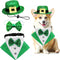 3Pack St.Patrick's Day Dog Costume Puppy Bandana Top Hat Green Shamrock Bow Tie Collar Adjustable Pet Scarf Formal Tux Clothes Irish Tuxedo Outfit...