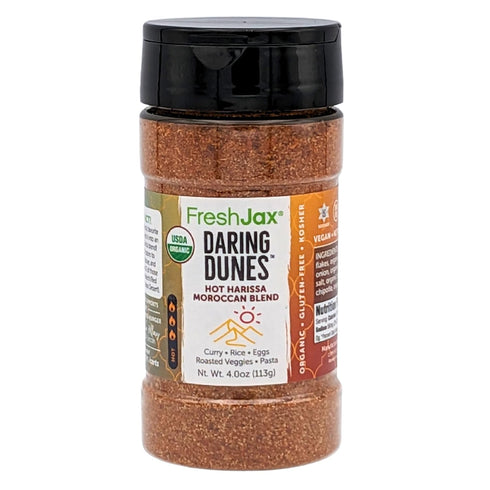 FreshJax Daring Dunes Hot Moroccan Harissa Spice Blend (4.0 oz Large Bottle) Non GMO, Gluten Free, Keto, Paleo, No Preservatives Harissa Seasoning...