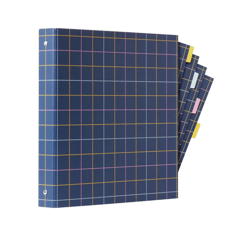 Oxford 3 Ring Binder Set, Cute 1 Inch Binder with Plaid Print and 8 Matching Tab Dividers, 1" Round Rings for Letter Size Paper (23330)...