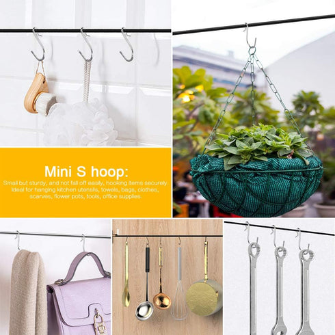 HNYYZL 50Pcs S Hooks, Heavy-duty S Shaped Hook Connectors Corrosion Protection Metal Hangers Hanging Hooks, Fixed Securely and Not Slip Off, Suit ...
