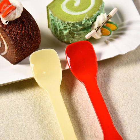 100 Pieces Ice Cream Scoops, Independent Packaging Disposable Cake spoon, Plastic Yogurt pudding spoon, Ice cream spoon (Clear)...