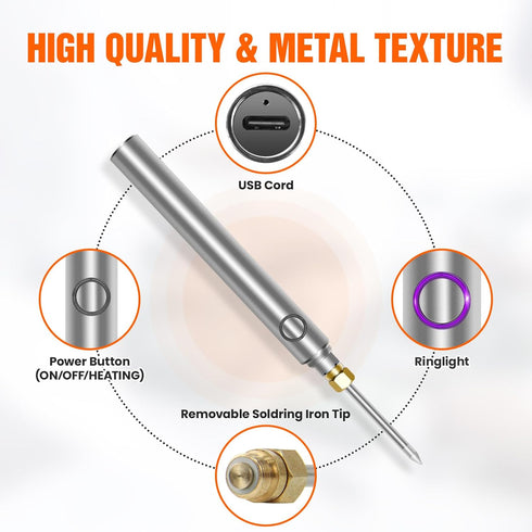 Cordless Soldering Iron Kit, USB Portable Cordless Soldering Iron with Tin Wires, Soldering Iron Stand, Soldering Iron Tool Kit Suitable for Home ...