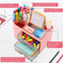 Cute Pen Organizer with Drawer, Multi-Functional Small Desktop Accessories Organizers, Pencil Holder for Desk Office Art Supplies (Rounded Desk Or...
