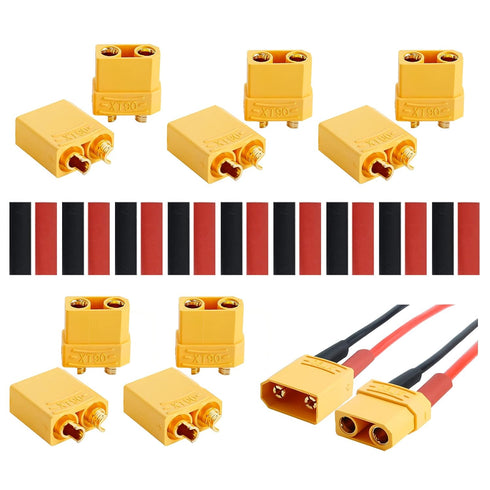 XT90 XT-90 Male and Female Bullet Connectors with 2M 14 AWG Silicone Wire, XT90 Plug Set for RC Lipo Battery Drone Electrical Cabinet LED Lighting...