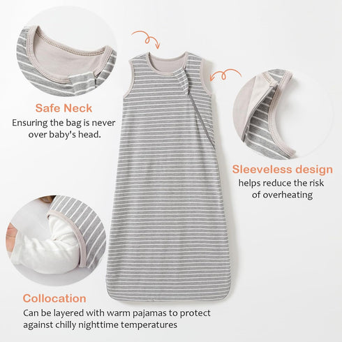 Baby Sleep Sack 6-12 Months Sleeveless Infant Wearable Blanket Comfy Soft Lightweight 2-way J-shaped zipper Swaddle Transition Sleeping Bag 1.0 TO...
