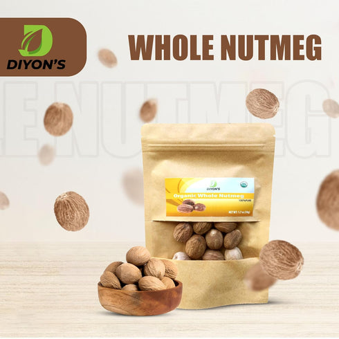 Organic Whole Nutmeg 1.7 oz, Premium grade (stand up resealable pouch)...