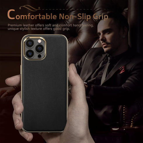 LOHASIC Designed for iPhone 13 Pro Max Leather Case, Premium Business Slim Classic Cover Soft Grip Shockproof Men Phone Cases Compatible with iPho...
