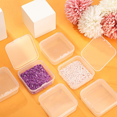 36 Pieces Small Clear Plastic Beads Storage Containers Box with Hinged Lid, Storage Case of Small Items, Crafts, Jewelry, Hardware (2.12 x 2.12 x ...