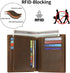 Ringsun Full Grain Leather RFID Blocking Bifold Wallet for Men with ID Window Slim Wallet with 11 Card Slots...