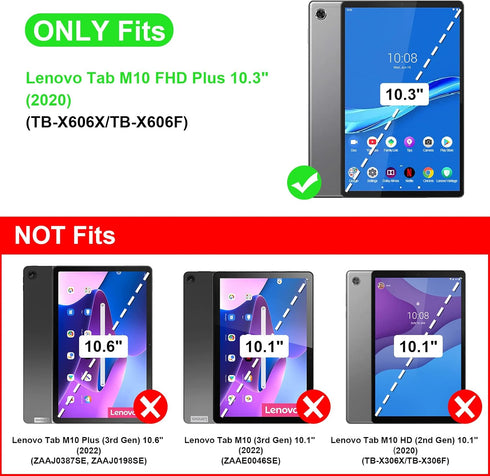 CaseBot Case for Lenovo Tab M10 Plus (2020 2nd Gen) TB-X606F/X606X 10.3" FHD Tablet, Lightweight Slim Shell Stand Cover, Black...