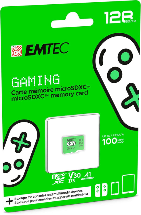 EMTEC 128GB Gaming Micro SD Card, MicroSDXC Memory Card for Nintendo-Switch, Wyze, GoPro, Dash Cam, Security Camera, 4K Video Recording, UHS-I A1 ...