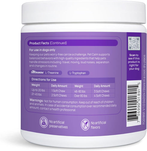 Veterinary Formula Smart Vitality Pet Calm Supplement for Dogs - Soft Chews, 30ct - Promotes a Sense of Relaxation During Moments That May Cause S...