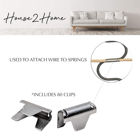 House2Home Upholstery Stay Wire for Sofa Furniture Springs, 40ft with 80 Clips, 16 Gauge Paper Wrapped Wire, Includes Instructions...
