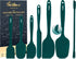 Walfos Silicone Spatula Set of 7 - (600°F) High Heat Resistant Dark Green Kitchen Scraper Spatulas, One-Pieces Seamless Design, Perfect for Cookin...