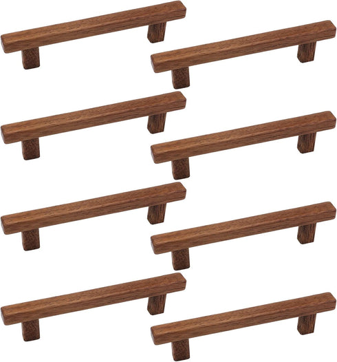 Semetall 8Pcs Walnut Wood Drawer Pulls,5 inch Hole Center Pull Handles Wood,Wooden Handles for Dresser Drawers,Cabinets,Kitchen,Wardrobe...