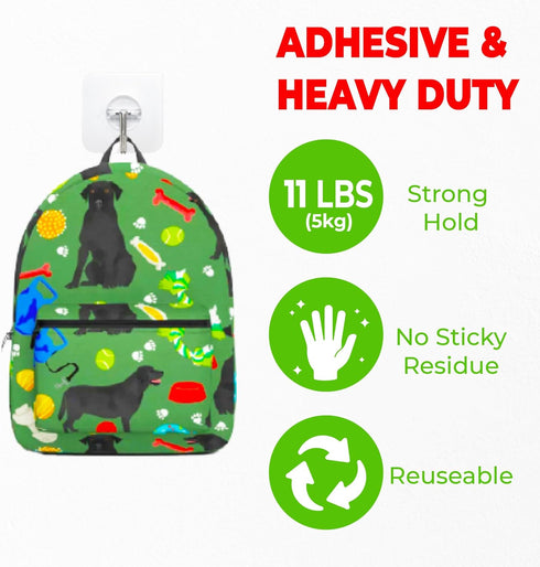 Wall Hooks, Transparent Adhesive Hangers, Rotatable Stainless Steel Hooks, Easy Installation & Reusable, Works on Ceramic, Marble, Glass, Metal (S...