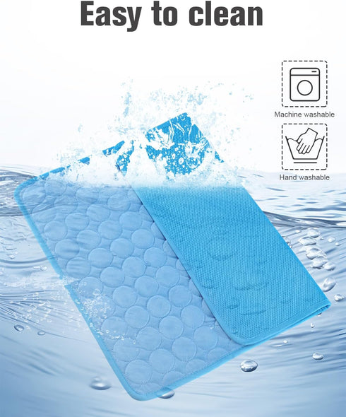 Dog Cooling Mat, Self-Cooling Ice Silk Cooling Mat for Dogs, Washable Portable & No Gel Pet Soft Pad | Aqua Blue,L...