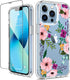 GiiKa for iPhone 13 Pro Case with Screen Protector, 6.1 inch Clear Full Body Shockproof Protective Floral Girls Women Hard Case with TPU Bumper Co...