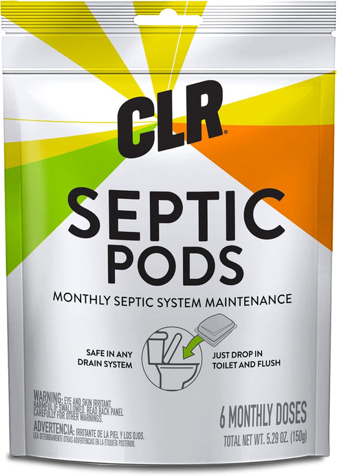 CLR Septic System Treatment Pods, Hassle-Free, Dissolvable and Easy to Flush, Formulated with Biobased Ingredients, Helps prevent Clogs and Build-...